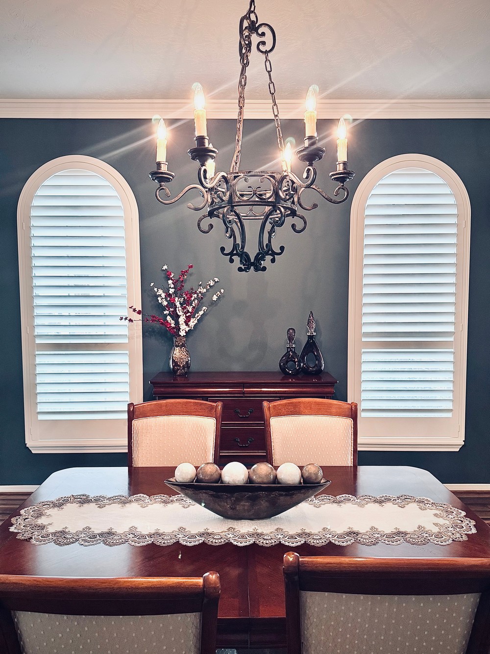 Chic Norman Contoured Plantation Shutters on Powell Ln in Manvel, TX
